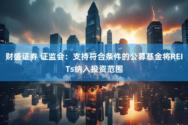 财盛证券 证监会：支持符合条件的公募基金将REITs纳入投资范围