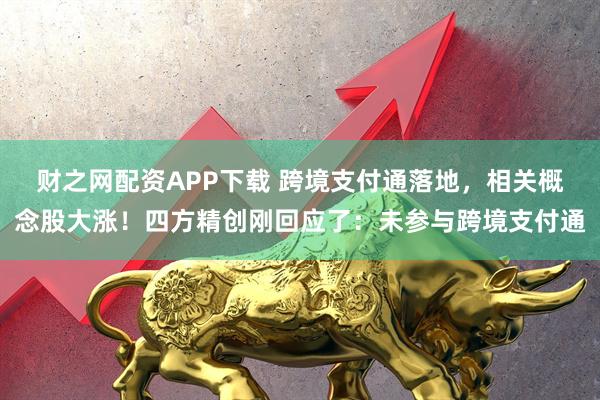 财之网配资APP下载 跨境支付通落地，相关概念股大涨！四方精创刚回应了：未参与跨境支付通